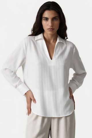 Hiccup Msn Kadın Polyester Likralı Bluz Beyaz 01