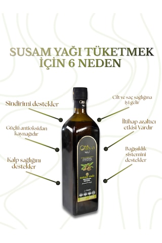 %100 Doğal Soğuk Sıkım Susam Yağı 1 L Katkısız, Saf & Cam Şişe