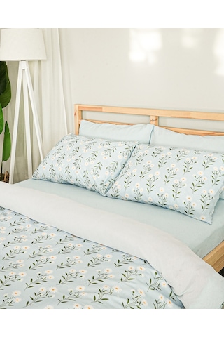 Daisy Garden Çift Kişilik Çiçekli Pamuk Nevresim Seti Lastikli Çarşaflı 200x220 Cm Turkaz