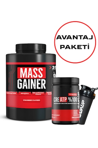 Gainup Mass Gainer 3500gr + Creatp Creatine 350gr + Shaker Avantaj Paketi Çikolata