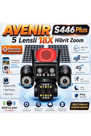 Avenir S446 Plus 3mp 5 Lens 6 Motor 18x Zoom 4g Solar Kamera