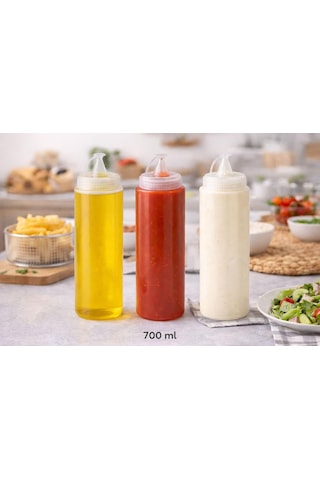 Lexroo Sos Şişesi, Şeffaf, Ketçap Mayonez Hardal, 700 Ml, 1 Adet