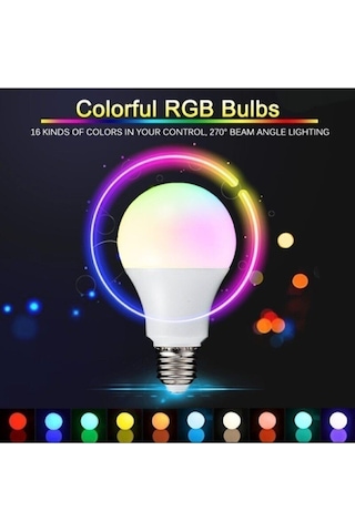 Home Uzaktan Kumandalı Renk Değiştiren Ampul Rgb 9w Beyaz Dahil 1