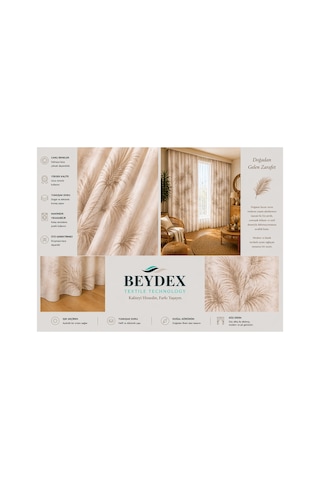 2 Adet 140x260 Cm Ölçüsünde Şık Dekoratif Fon Perde Koleksiyon Ekru