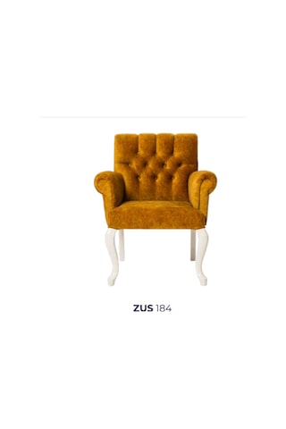 Bengimobilya Sandalye Zus184 Kapitone Model Ahşap Retro Iskelet Beyaz -Sarı Nu