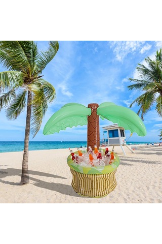 Vkemall Renkli Pvc Malzemeden Yapılmış Taşınabilir Şişme Palmiye Ağacı Soğutucu, Plaj Ve Havuz Partileri İçin İdeal