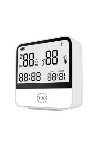 Supermarket1 Akıllı Wifi Sıcaklık Nem Sensörü - Dijital Ekranlı, Uzaktan Algılayıcı, Alarmlı
