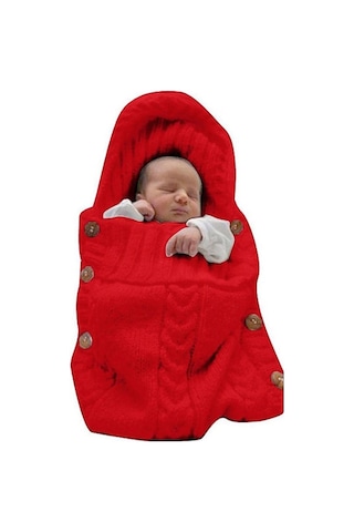 Beyaz 0-6 Ay Bebek Örme Düğme Yenidoğan Bebek Uyku Tulumu Kundak Battaniye Wrap