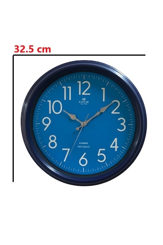 Eastar E3334 Modern Londra Mavisi Sessiz Duvar Saati Mavi