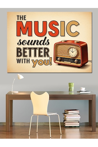 Müzik Seninle Daha İyi Duyulur Radyo Afişi Dekoratif Kanvas - Mdf Ahşap Tablo