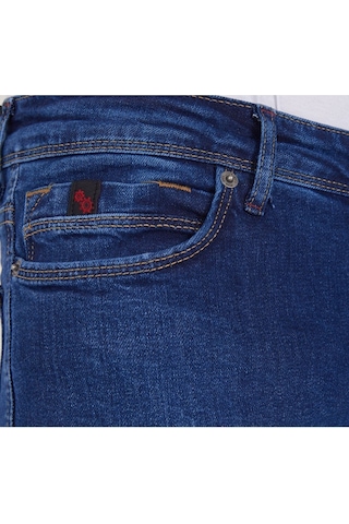 Erkek Mavi Düz Slim Fit Likralı Dar Paça Kot Pantolon Lacivert