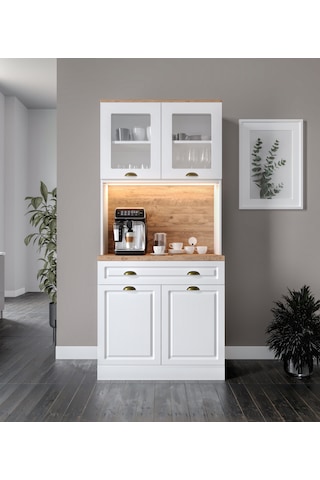 Gözde 2 Kapaklı Kahve Köşesi 93 Cm Mdf Led Aydınlatmalı