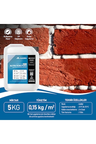 Alkoru 2 Adet 5 Kg Şeffaf Emici Yüzeyler İçin Su İtici Ve Koruyucu Malzeme Avantaj Paket