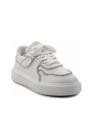Bambi Beyaz Hakiki Deri Kadın Sneaker K01480136703 Beyaz