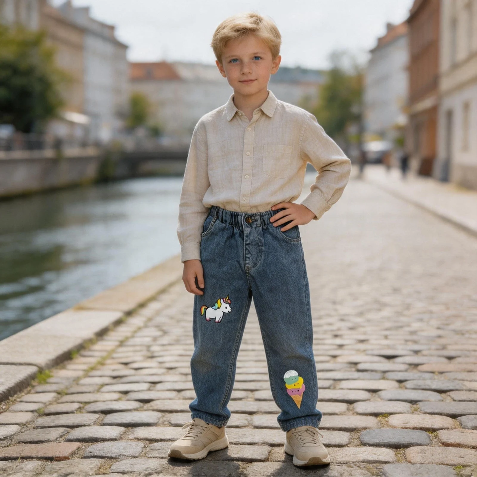 Kaizer Jeans Lacivert Dondurma Desenli Çocuk Pantolonu