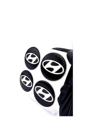Hyundai Tasarım Damla Sticker Siyah Hyundai Jant Göbeği 5.5cm Uyumlu