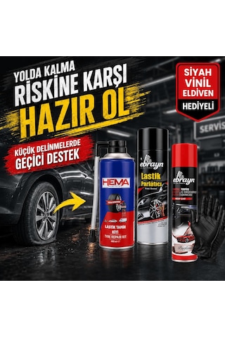 Eva Motors 3 Lü Universal Torpido Parlatıcı Araç Bakım Ve Acil Durum Seti New Car - Yeni Araba Siyah Vinil Eldiven li