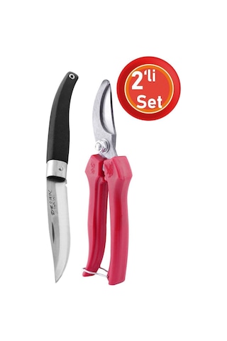 Telvesse Akman Budama Makası Desan Plastik Saplı Çakı 2 Li Set