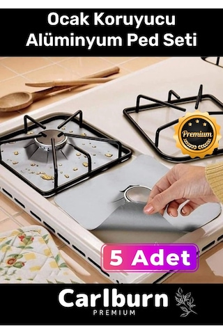 Premium Seri Yağ Kir Koruyucu İz Bırakmaz Kolay Temizlenir Ocak Koruyucu Alüminyum Ped Seti 5 Adet