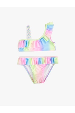 Koton Fırfırlı Tek Omuz İnce Askılı Bikini Takımı Pembe Desenli 5skg00014mm Pembe Desenli