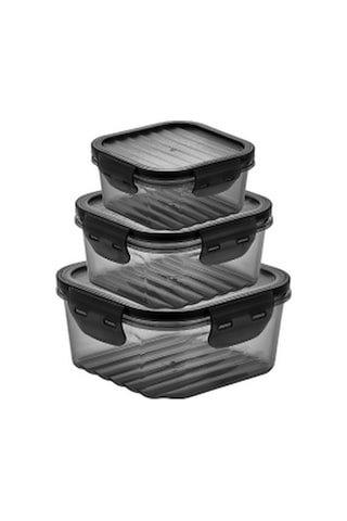 Golden Rod 6 Parça Sızdırmaz Kare Saklama Kabı Seti Siyah