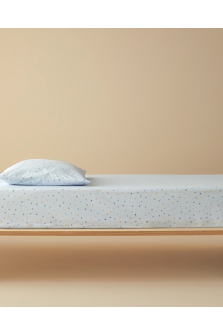 English Home Funny Dots Pamuklu Bebe Lastikli Çarşaf Takımı Mavi
