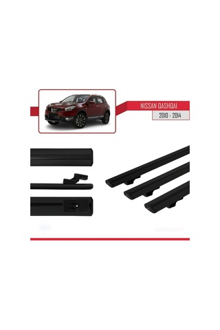 Nissan Qashqai 2010-2014 Arası İle Uyumlu Basic Model Ara Atkı Tavan Barı Siyah 3 Adet
