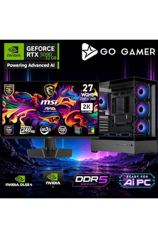 Go Gamer AE984DP R9-9950X3D2 64 GB 2 TB SSD RTX5090 32 GB 27" Free Dos Oem Paket Masaüstü Oyuncu Bilgisayarı