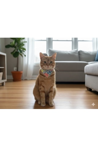 Flypet Renkli Çiçek Desen Fular Kedi Tasma & Yavru Köpek Tasma 13cm-24cm Ayarlanabilir Tasma