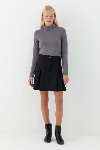 Balıkçı Yaka Uzun Kollu Body Gri Gri