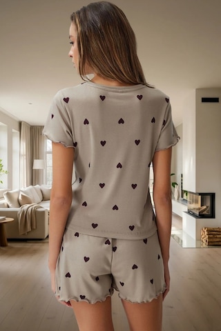 Ersefa Rahat Yazlık Pijama Takımı Kalpli Desen Örme Kumaş Lastikli Şort Mint