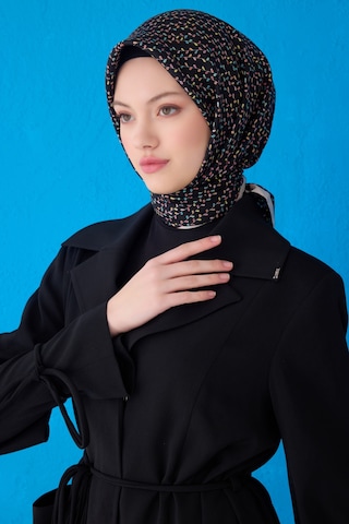BELLİ Saf İpek Eşarp 4128d Twill İpek -8586 - 90 X 90 / Siyah Siyah