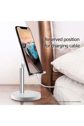 Xiyyadms Alüminyum Allüvyum Ve Abs Akıllı Telefon/tablet Tutucu, 360 Derece Döner, Yükseklik Ayarlanabilir, Silika Jel Kayma Engeli, Şarj Kablosu Uyumu, Altın Renkli Masaüstü/yatak Odası Stantı