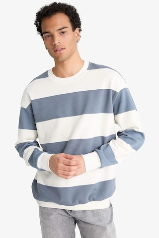 Defacto Boxy Fit Bisiklet Yaka Çizgili Sweatshirt F4641ax25augr171 Gri