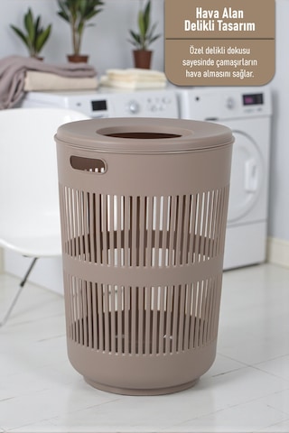 İronika Solara İkili Dekoratif Kirli Çamaşır Sepeti Seti Oyuncak Sepeti 60 - 22 Litre Kahve Kahve