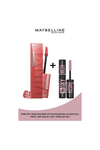 Super Stay Vinyl Ink Uzun Süre Kalıcı Likit Parlak Ruj 15 Peachy& Mini Sky High Cosmic Black Maskara pktvnlymnlsh-9298 Diğer