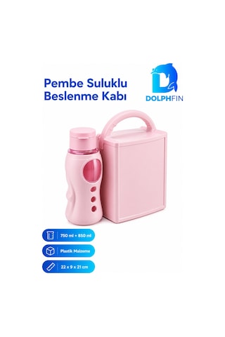 Pembe Suluklu Beslenme Kabı Seti 750 Ml + 850 Ml