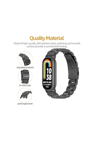 Xiaomi Mi Band 8 / Band 9 Kordon Klipsli Metal Kordon 04 +kısaltma Aparatı