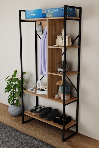 Aria Vestiyer Dekoratif Askılık Portmanto Çok Amaçlı Raf Atlantik Çam