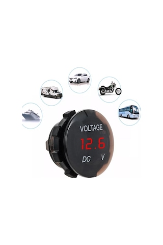 BuharaElektronik Araba Motosiklet Kırmızı Led Dijital Ekran Voltmetre