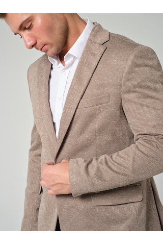 Bonesti Erkek Slim Fit Blazer Ceket Bej Kırçıllı