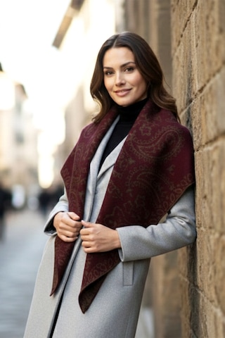 Remsa Kaşmir Örgü Desenli Üçgen Omuz Şalı 70x155 Cm 1301 Mürdüm Mürdüm