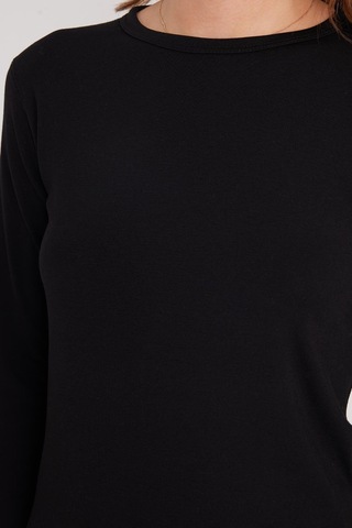 Tudors Kadın Slim Fit Dar Kesim Bisiklet Yaka Siyah Termal Alt Üst Takım-41810 Siyah