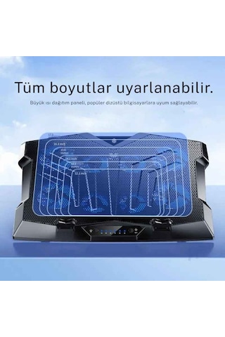 TechTic Z33 Laptop Soğutucu Standı 8 Fanlı Turbo 3000RPM Sessiz RGB Soğutucu 17İnç Ayarlanabilir