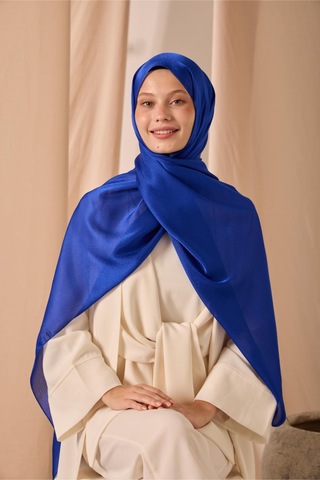 Silk Home Janjan Şal Tek Taraflı Saks Mavi Kendinden Çizgi Dokulu Parlak Yüzeyli 75x190 Çok Renkli