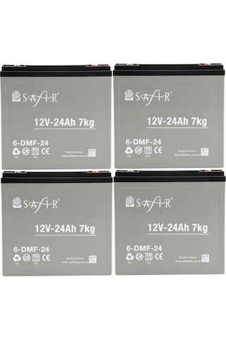 Safir 12 V - 24 Ah Grafen Jel Akü 4'lü Set Elektrikli Bisiklet Aküsü