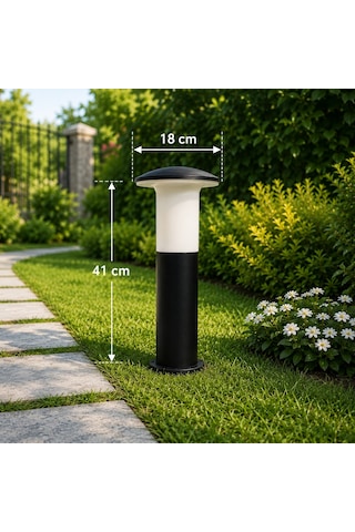Zita 41 cm Set Üstü Bahçe Armatürü Siyah Mantar Model IP54 Su Geçirmez E27 Ampul Uyumlu Yerli Üretim Dış Mekan Lamba