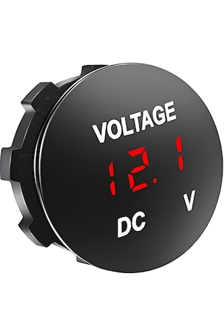 12v 24v Dijital Voltmetre 28mm Mini Yuvarlak 6-32varası