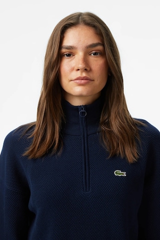 Lacoste Relaxed Fit Uzun Kollu Yarım Fermuarlı Kadın Triko Kazak Lacivert Lacivert