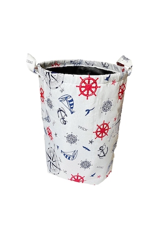 Vip Çamaşır Sepeti Çift Kat Kumaşlı Katlanabilir Sepet-Marin